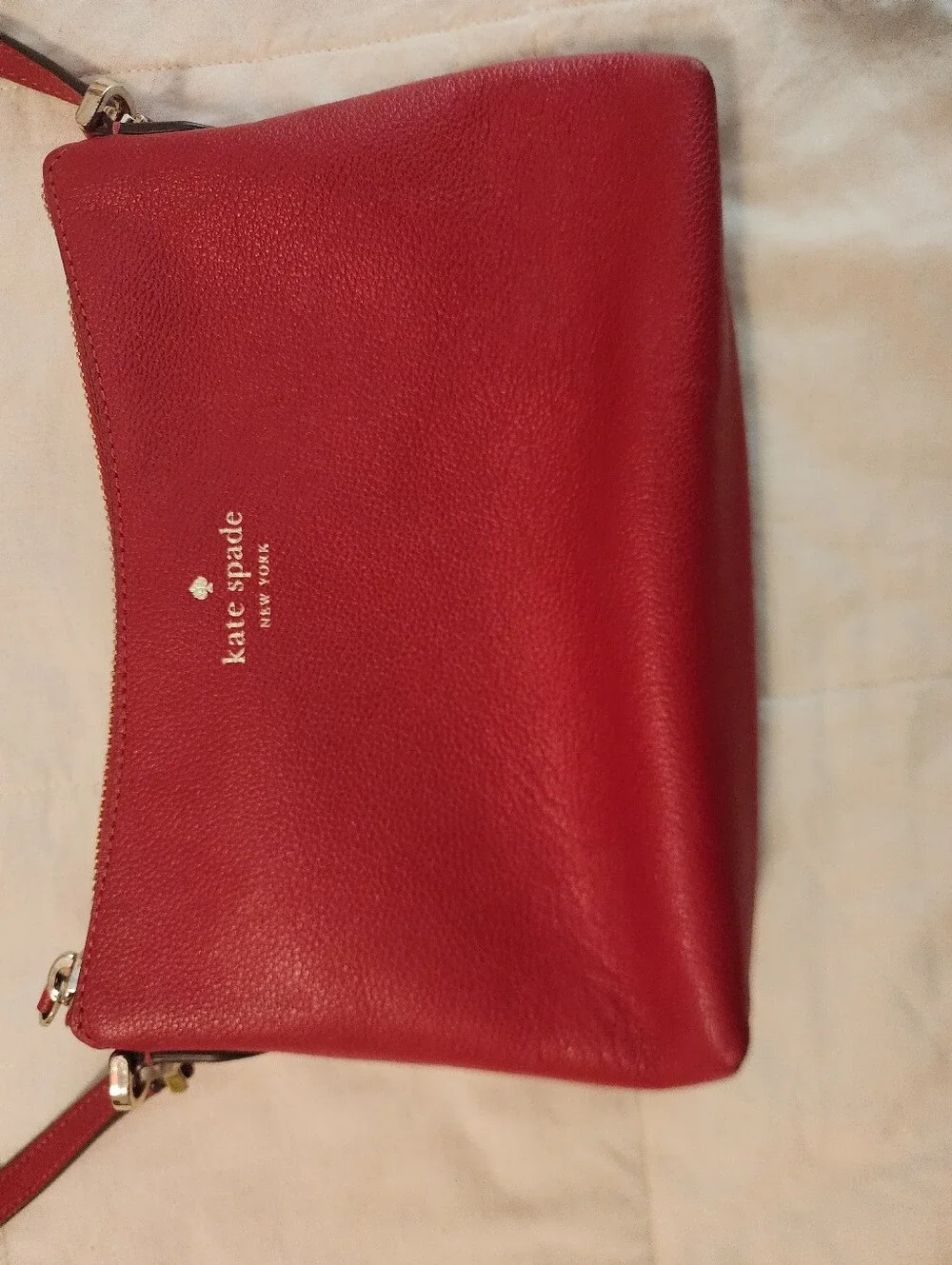 Kate Spade Red Textured Leather Crossbody Bag Gold Hardware Exc Condition